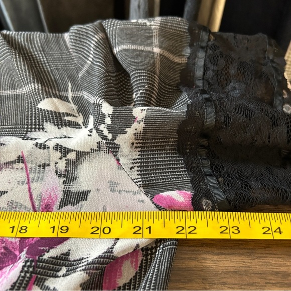 DKNY Black and Pink Floral Plaid Blouse - Picture 8 of 10